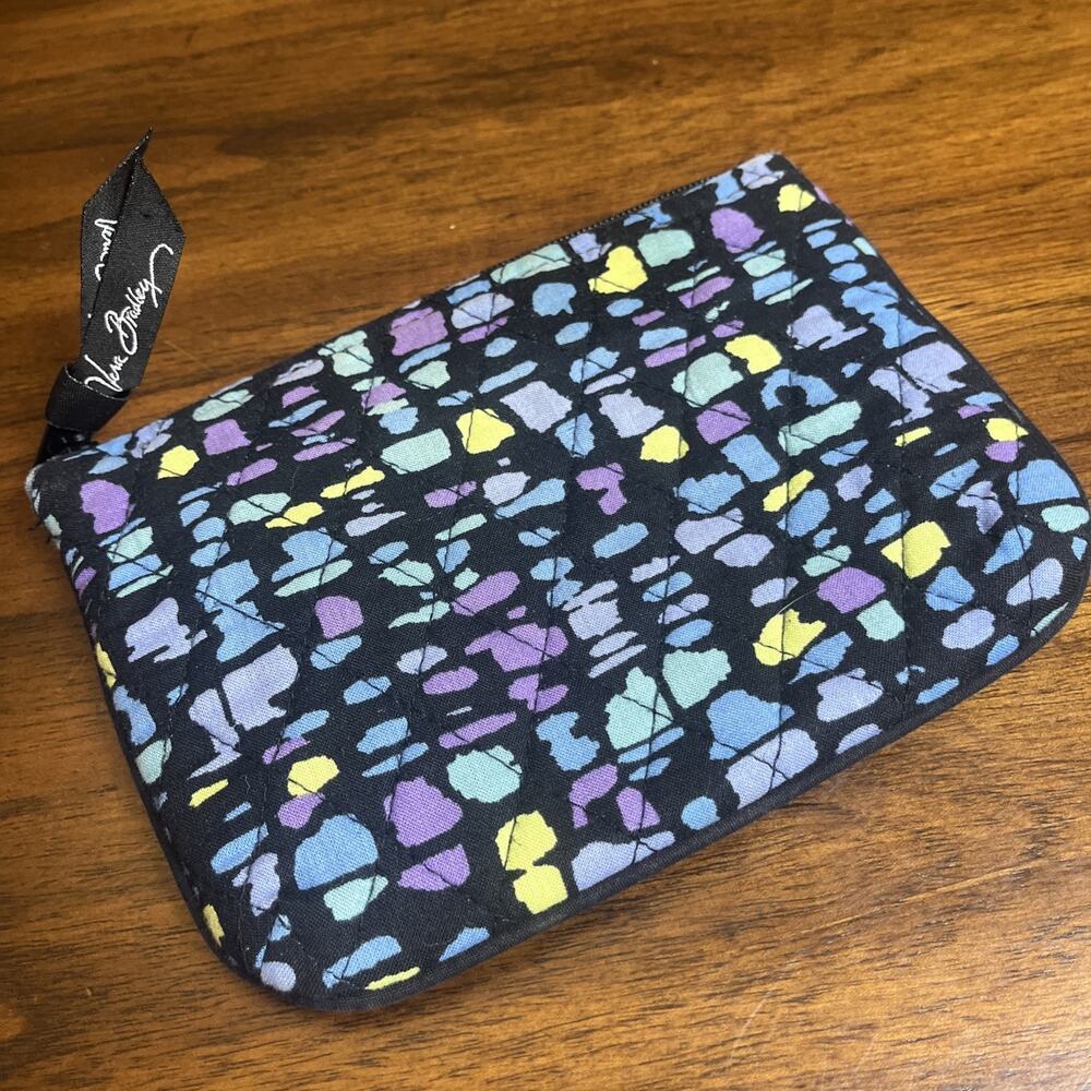 Vera Bradley Indigo Pop Cosmetic Bag, Small Organizer, Travel Vacation Cottage